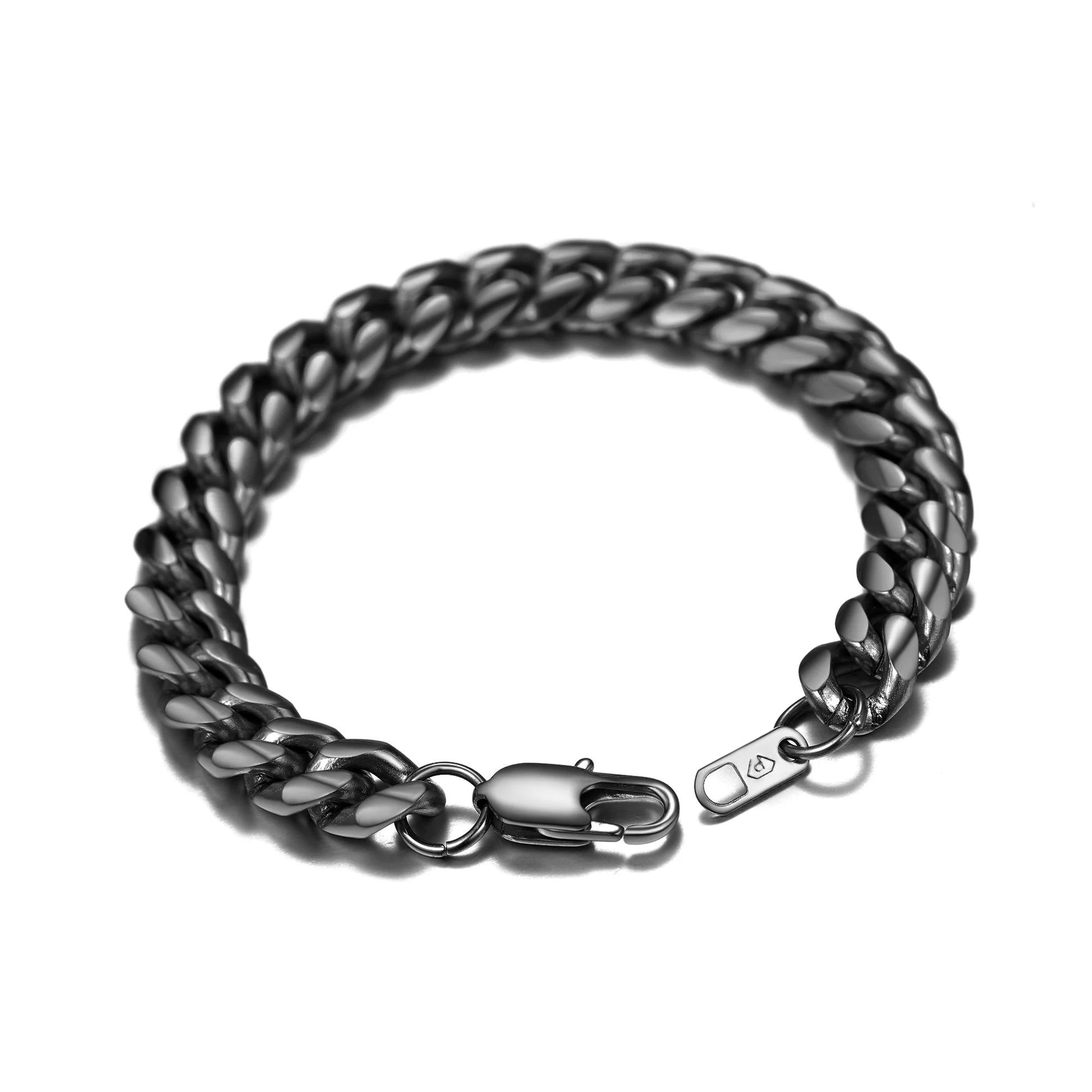 Cuban Link Black 10MM Wide Chain Bracelets Punk Mens Women Jewelry Gift, 21" Length