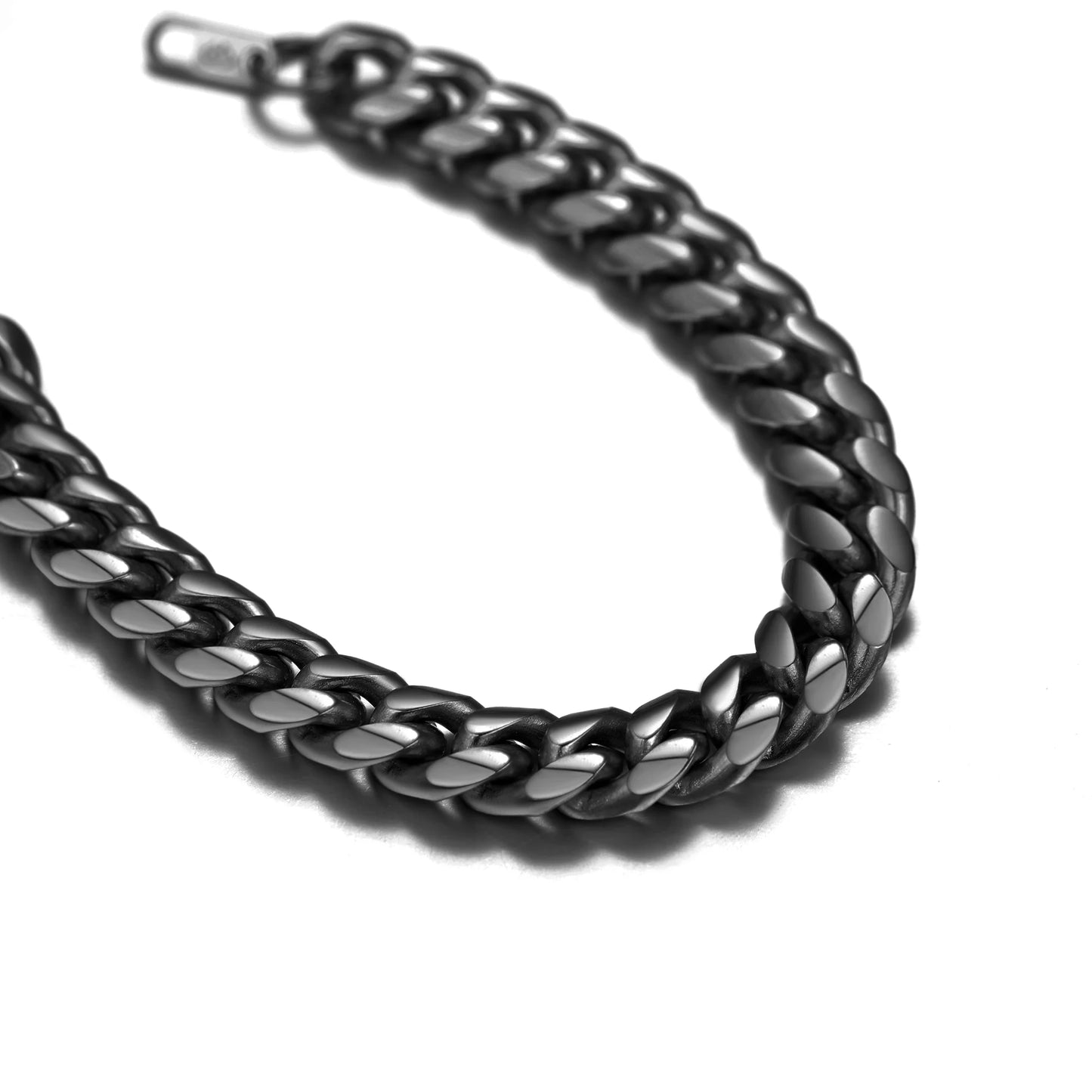 Cuban Link Black 10MM Wide Chain Bracelets Punk Mens Women Jewelry Gift, 21" Length